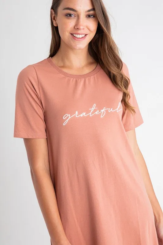 Grateful Tee Dress in Rust