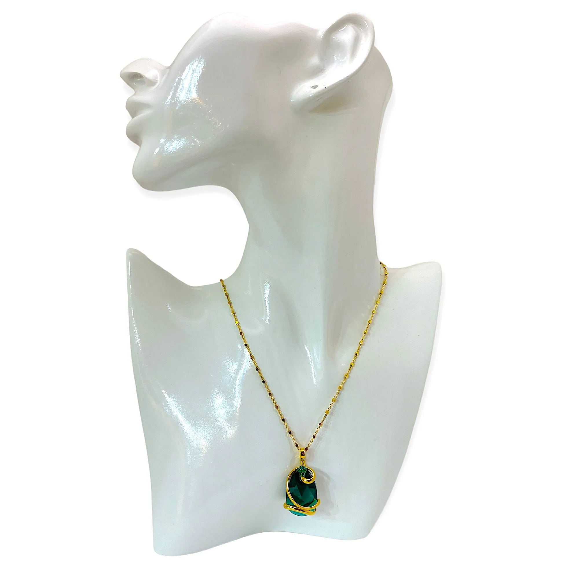 GREEN EMERALD DROP  NECKLACE