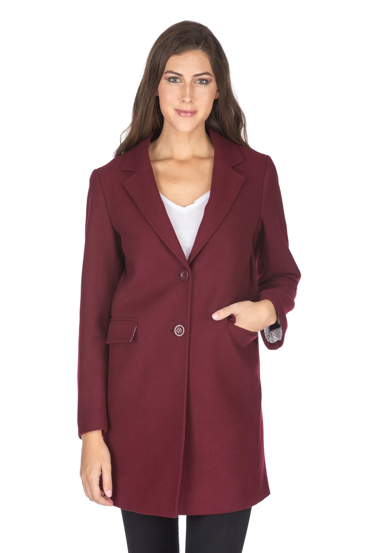 Haute Edition Women's Wool Blend Single Lapel Blazer Peacoat With Pockets