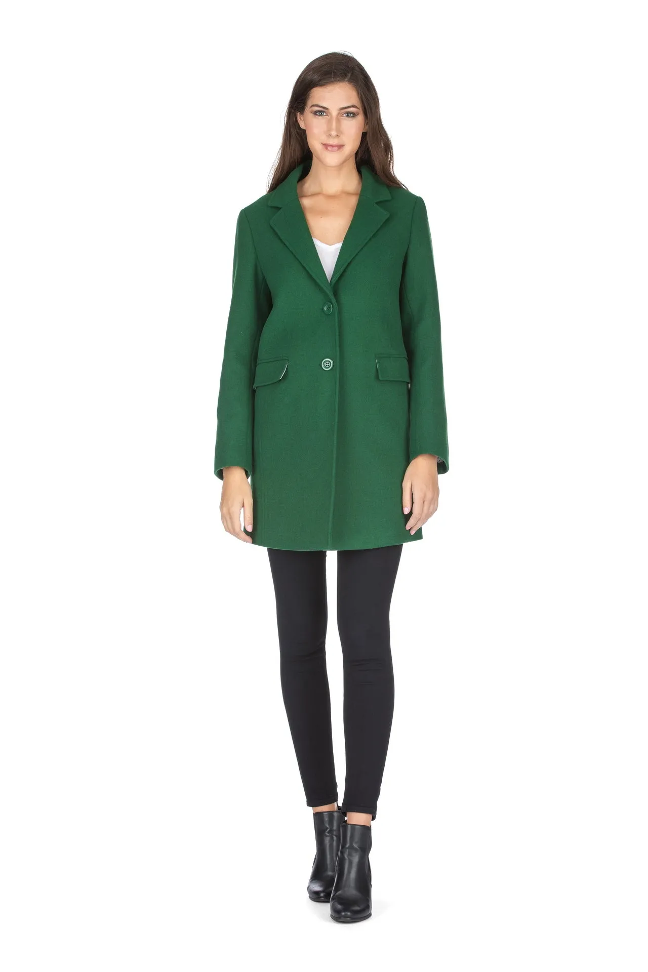 Haute Edition Women's Wool Blend Single Lapel Blazer Peacoat With Pockets