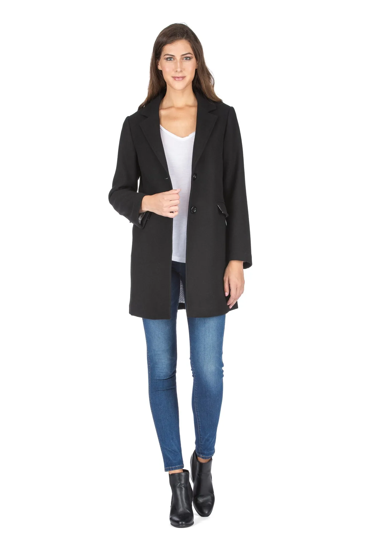 Haute Edition Women's Wool Blend Single Lapel Blazer Peacoat With Pockets