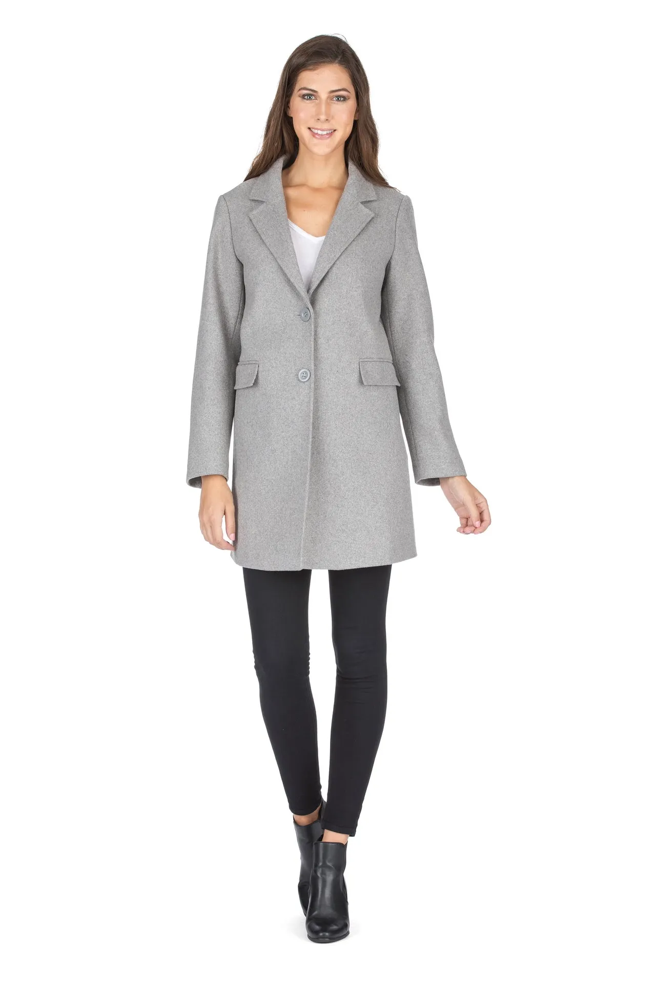 Haute Edition Women's Wool Blend Single Lapel Blazer Peacoat With Pockets