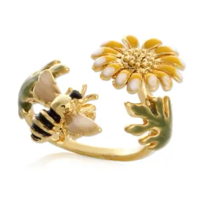 Honeybee and Dandelion Flower Ring