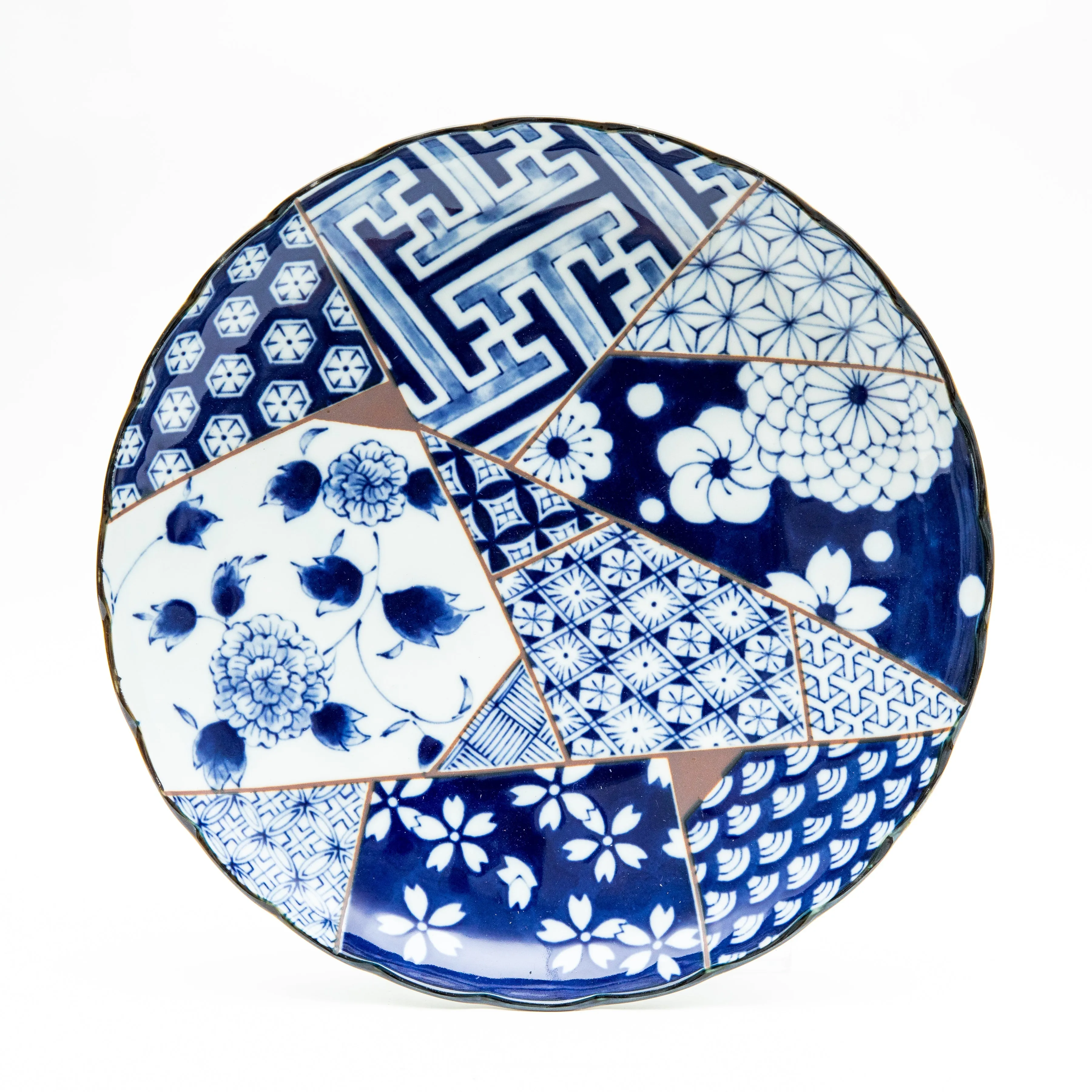 Japanese Ai-Yuzen Kikukata Plate