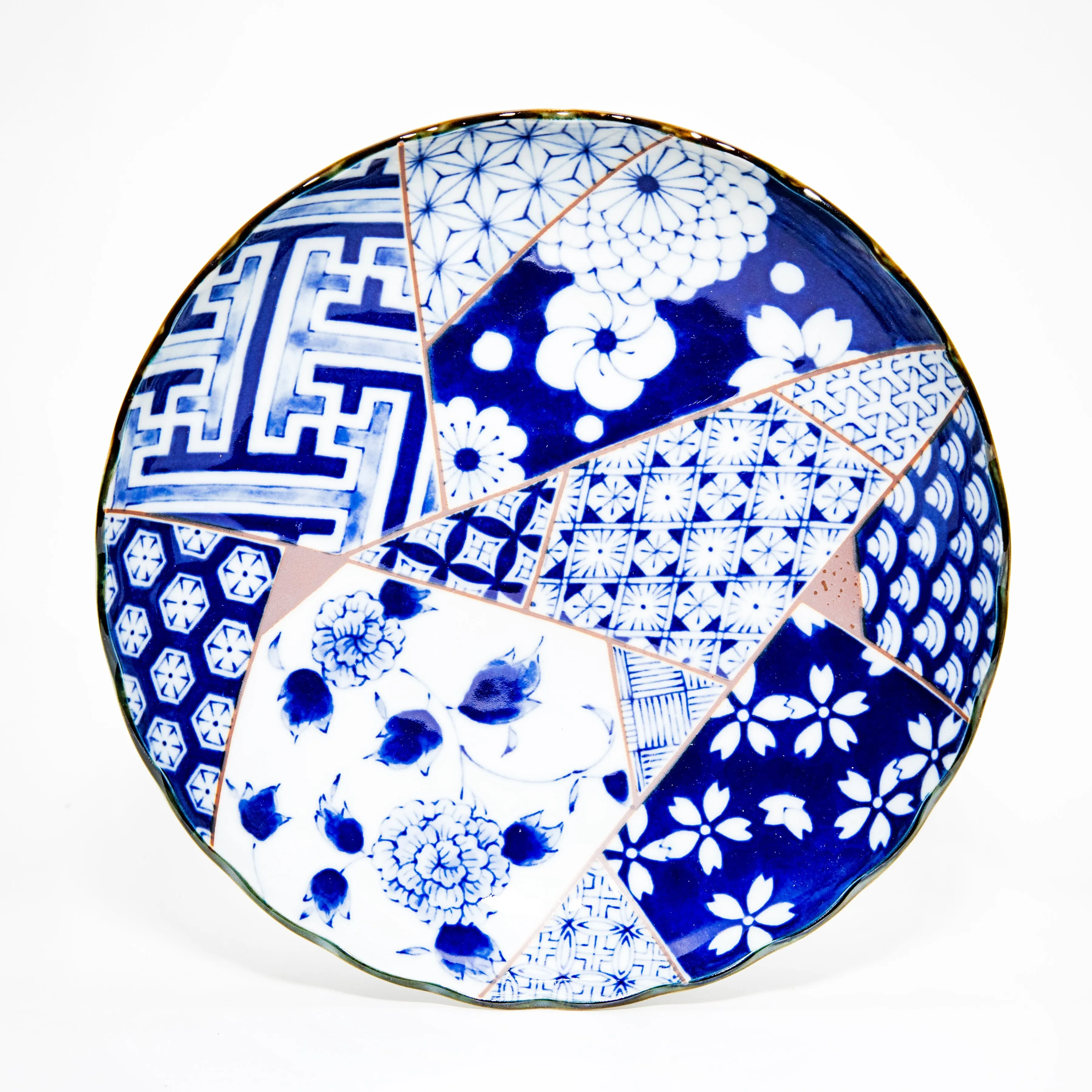 Japanese Ai-Yuzen Kikukata Plate