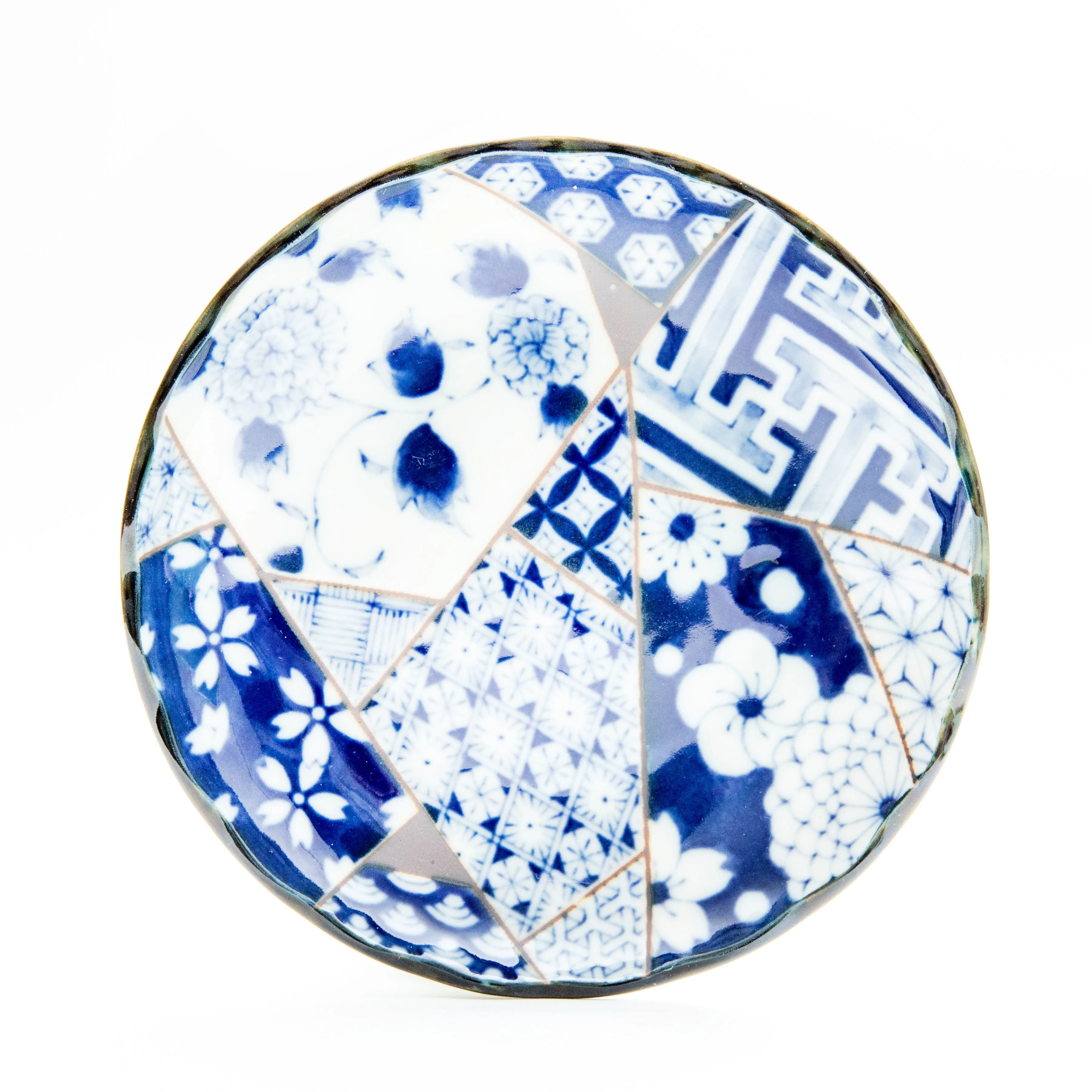 Japanese Ai-Yuzen Kikukata Plate