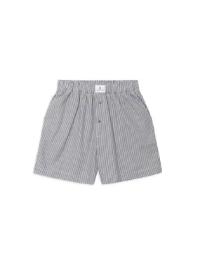 Liam Boxer Short in Grey and White Stripe