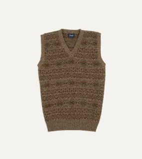 Light Brown Fair Isle Lambswool Sleeveless V-Neck Jumper