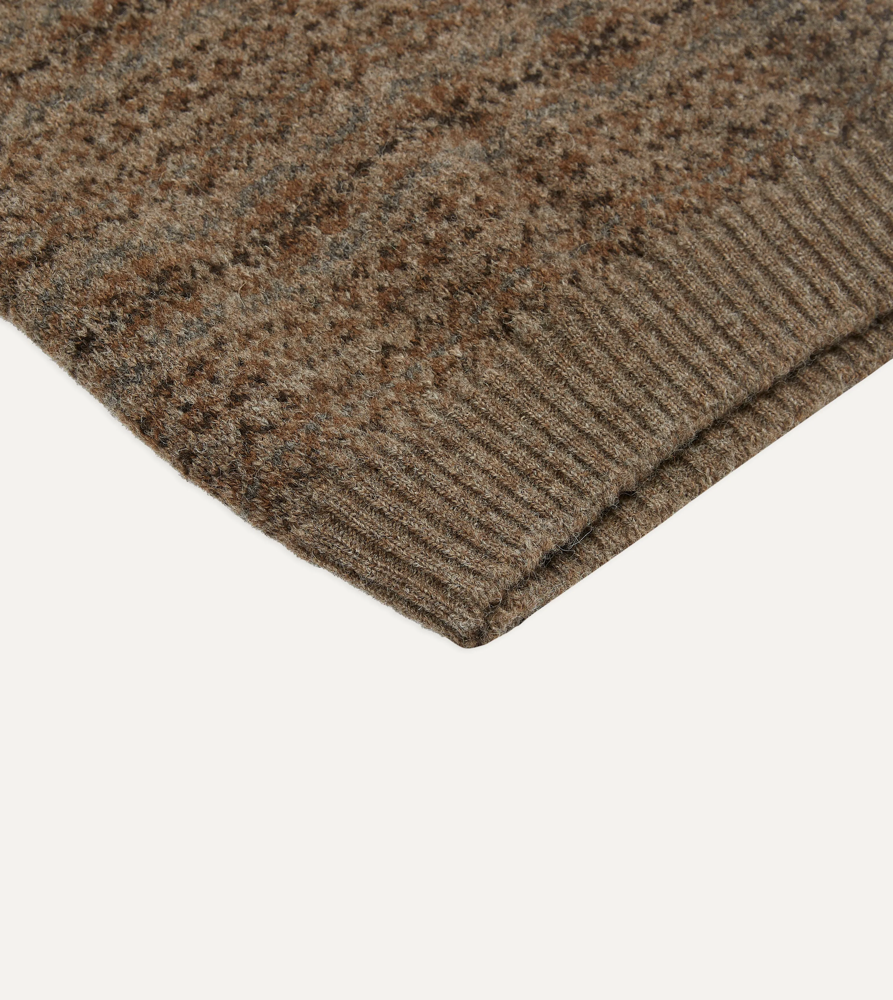 Light Brown Fair Isle Lambswool Sleeveless V-Neck Jumper