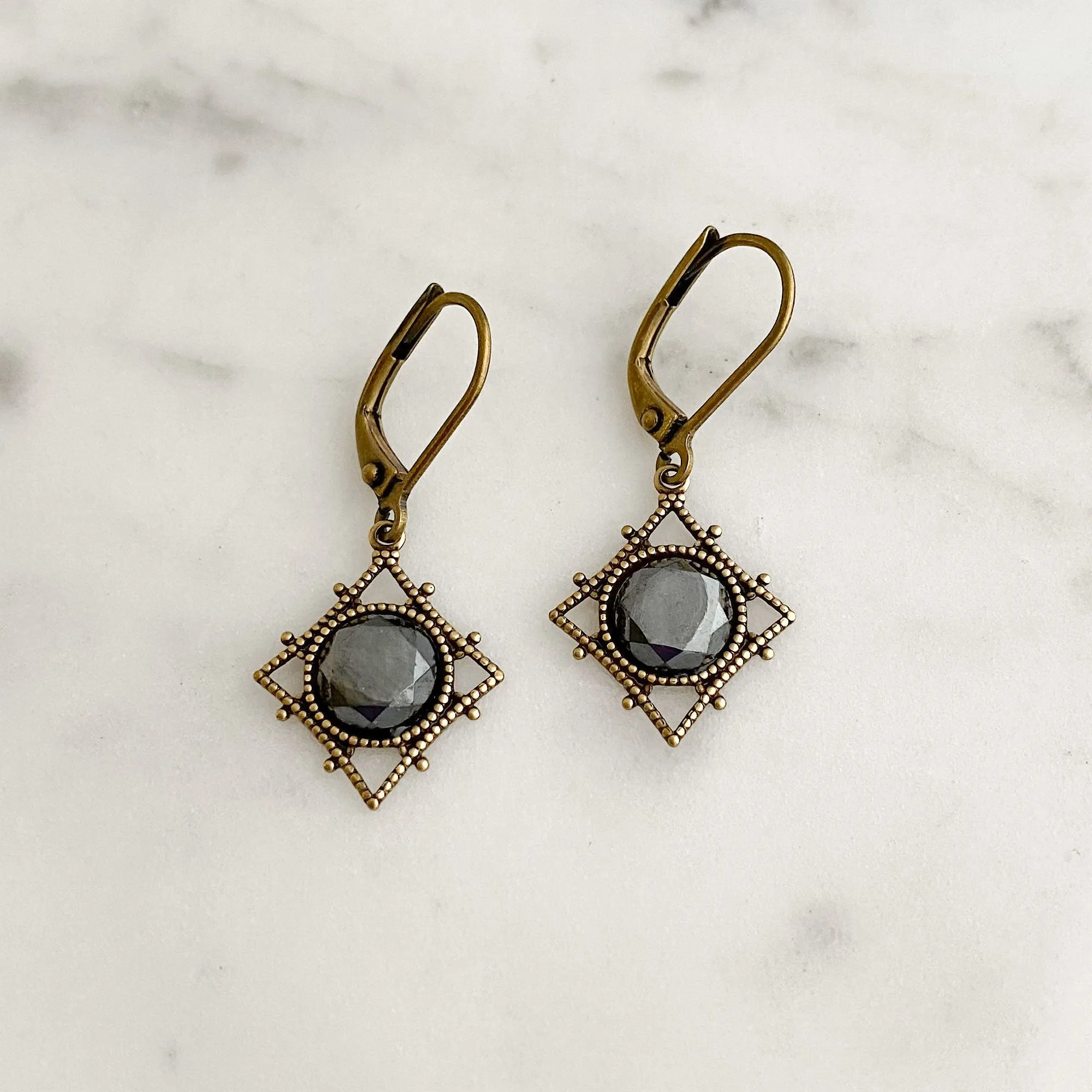 LUIS hematite drop earrings