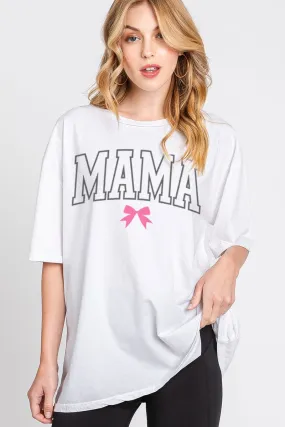 Mama Bow Oversized Graphic Tee, White