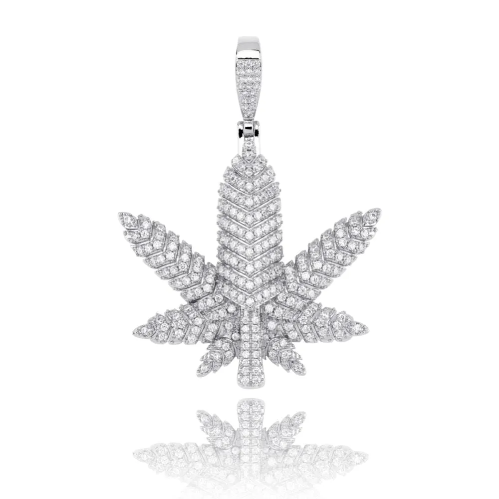 Maple Leaf Cubic Zirconia Hip-Hop Pendant Necklace