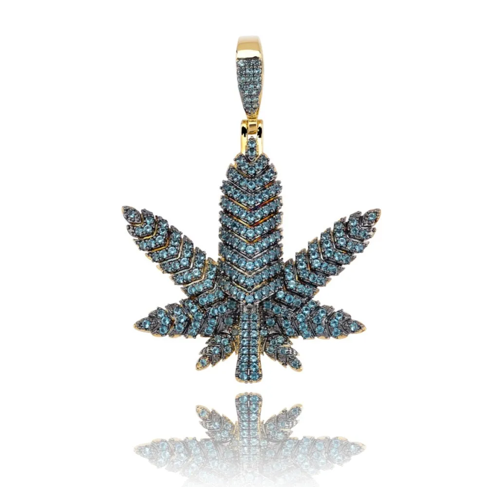 Maple Leaf Cubic Zirconia Hip-Hop Pendant Necklace