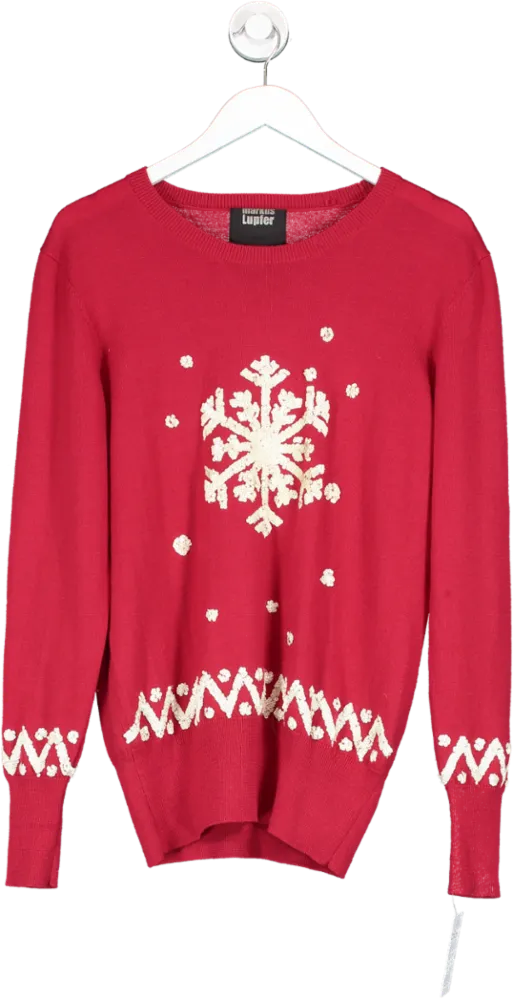 Markus Lupfer Red Snowflake Merino Wool Jumper UK M