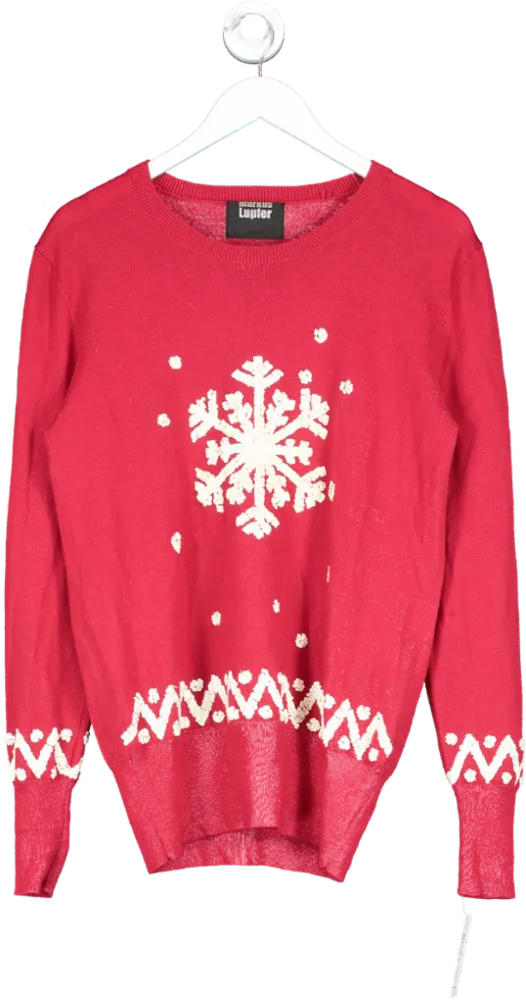 Markus Lupfer Red Snowflake Merino Wool Jumper UK M