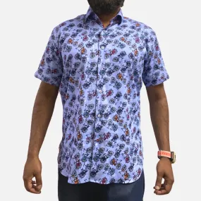 Mens Short Sleev Bicycle Pattern Shirt