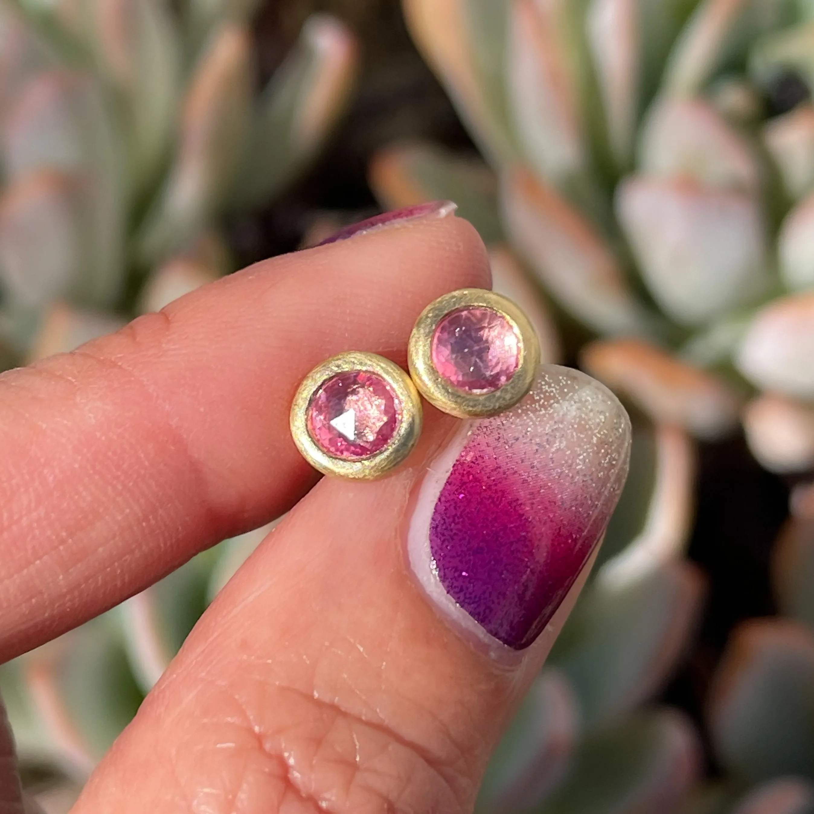 Mercer Pink Sapphire Earrings in 18k Gold