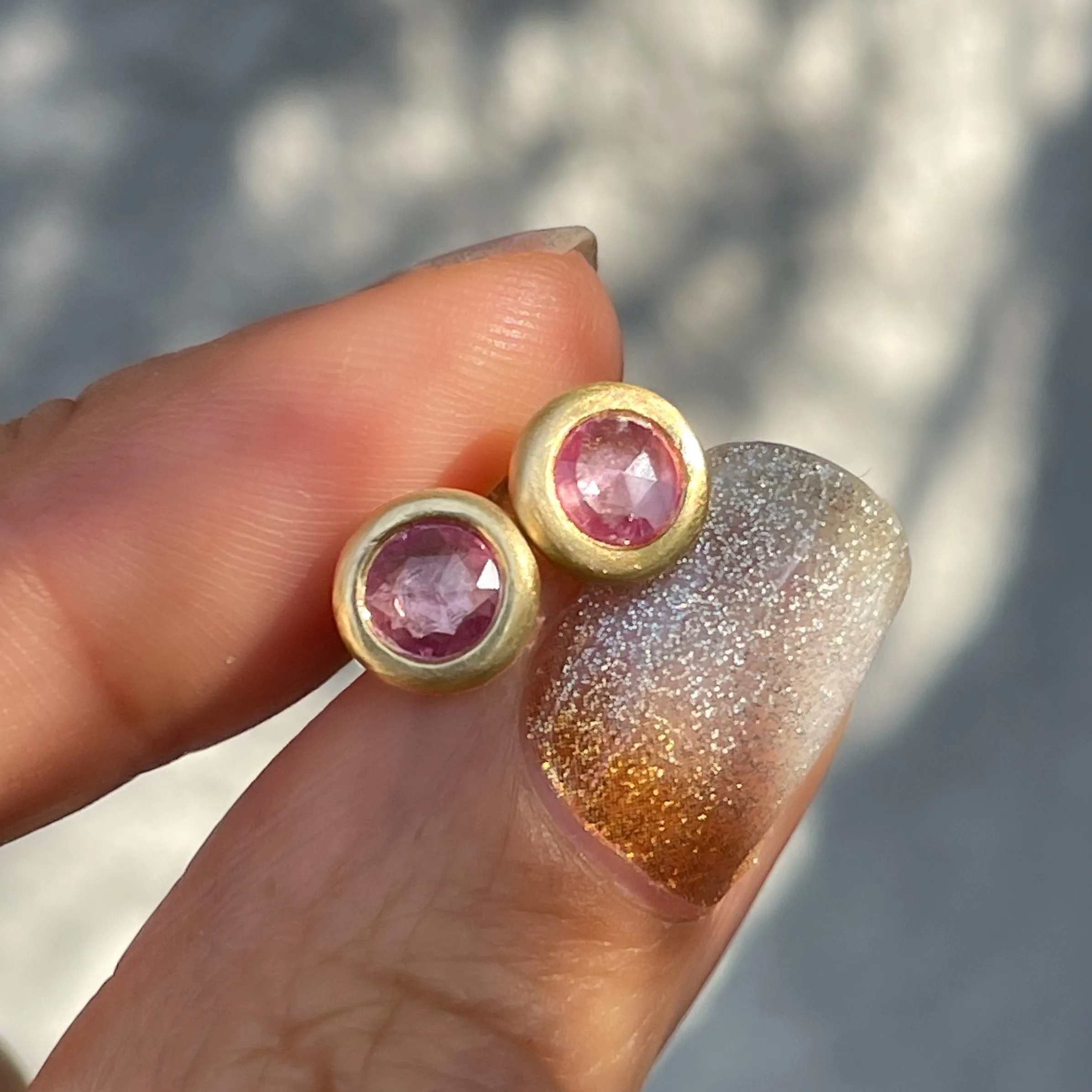 Mercer Pink Sapphire Earrings in 18k Gold