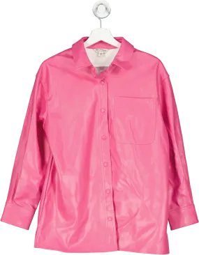 Miss Selfridge Pink Faux Leather Oversized Shirt UK 10