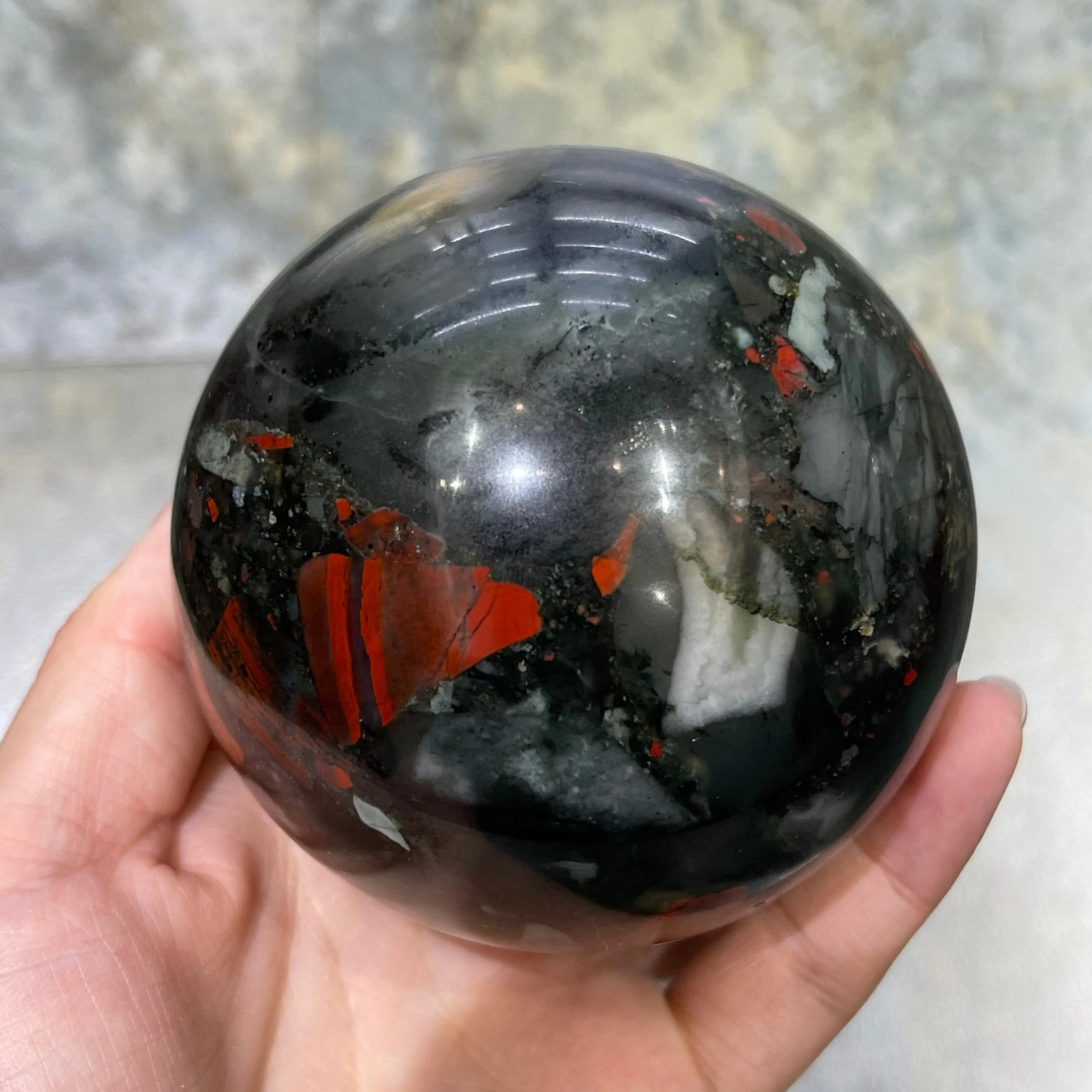 Natural African Bloodstone Crystal Ball