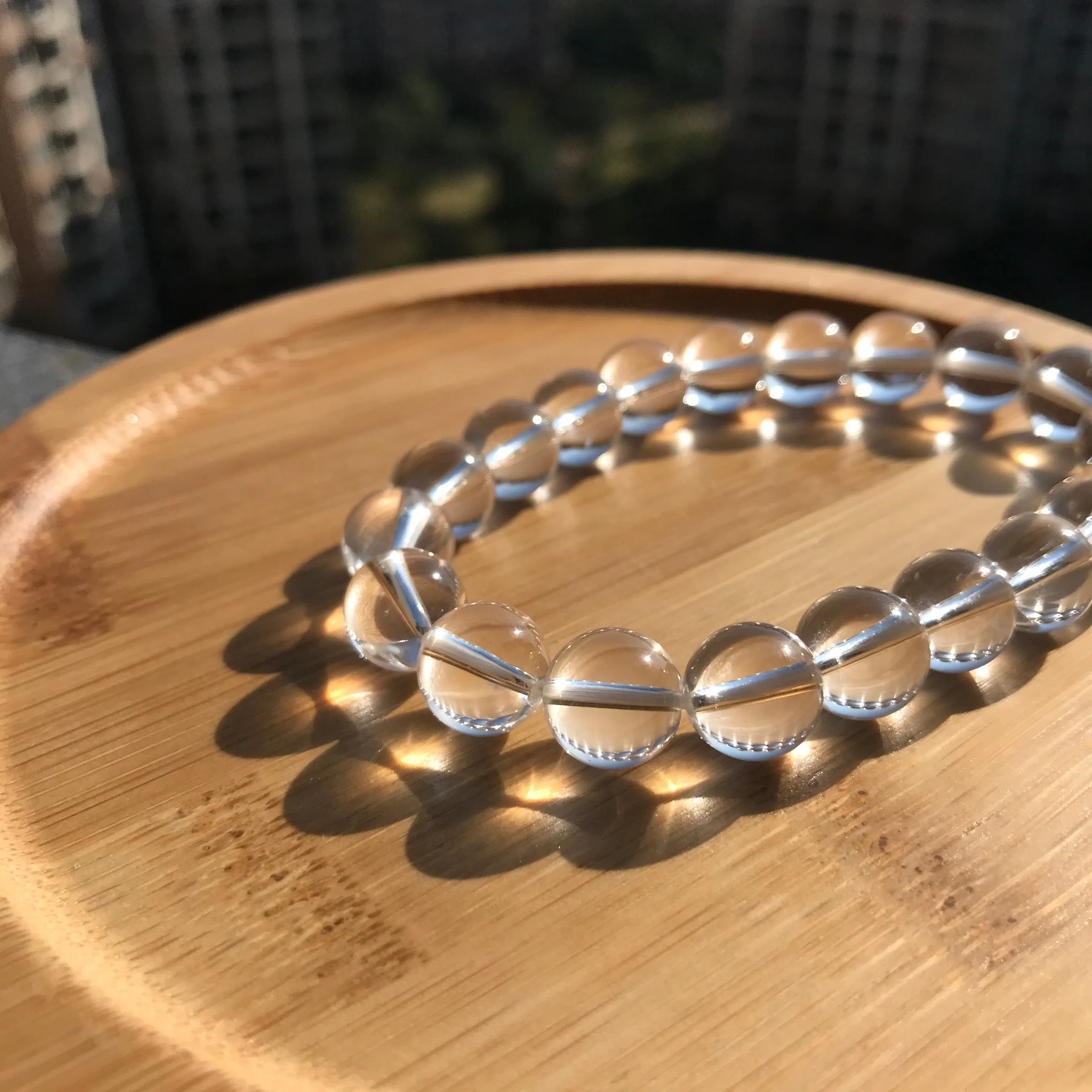 Natural Clear Quartz Bracelet | 10mm White Cyrstal Quartz Beaded Handmade Jewelry | Healing Stone Meditation Crown Chakra