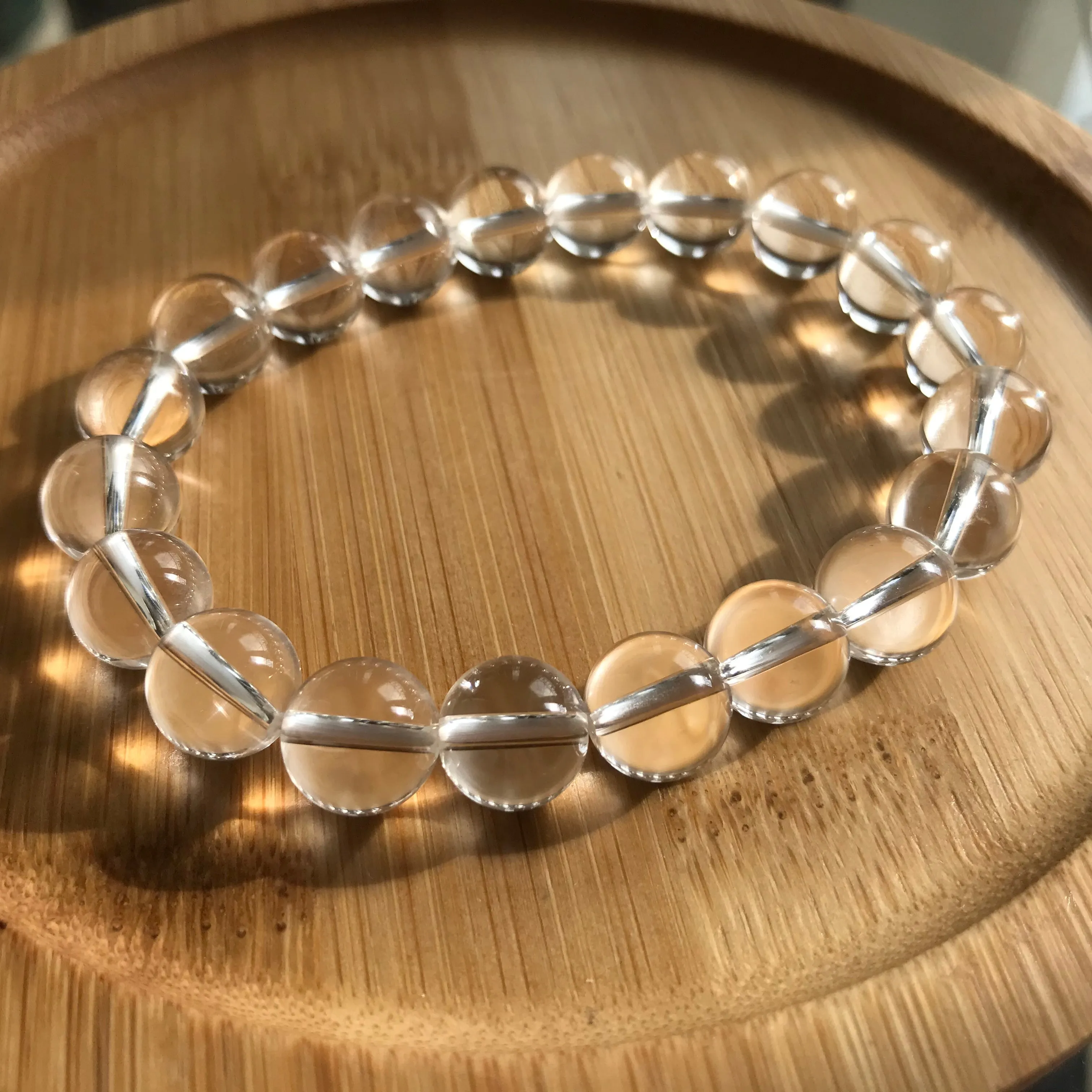 Natural Clear Quartz Bracelet | 10mm White Cyrstal Quartz Beaded Handmade Jewelry | Healing Stone Meditation Crown Chakra