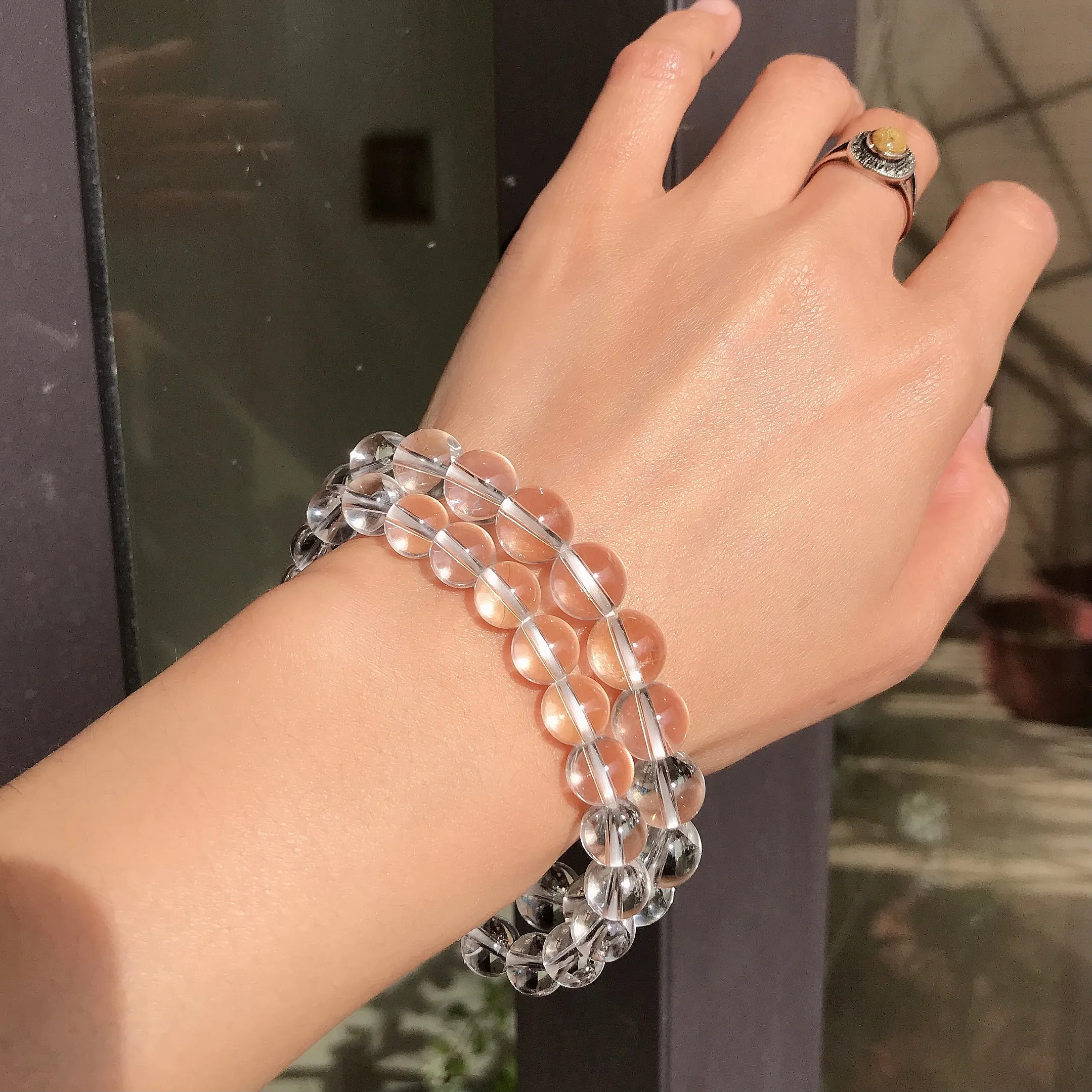 Natural Clear Quartz Bracelet | 10mm White Cyrstal Quartz Beaded Handmade Jewelry | Healing Stone Meditation Crown Chakra