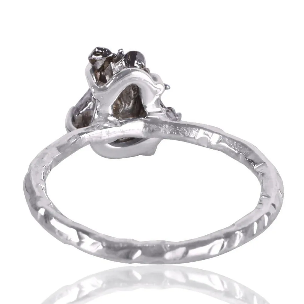 Natural Meteorite Rough Stone Ring, 925 Sterling Silver Solitaire Rings