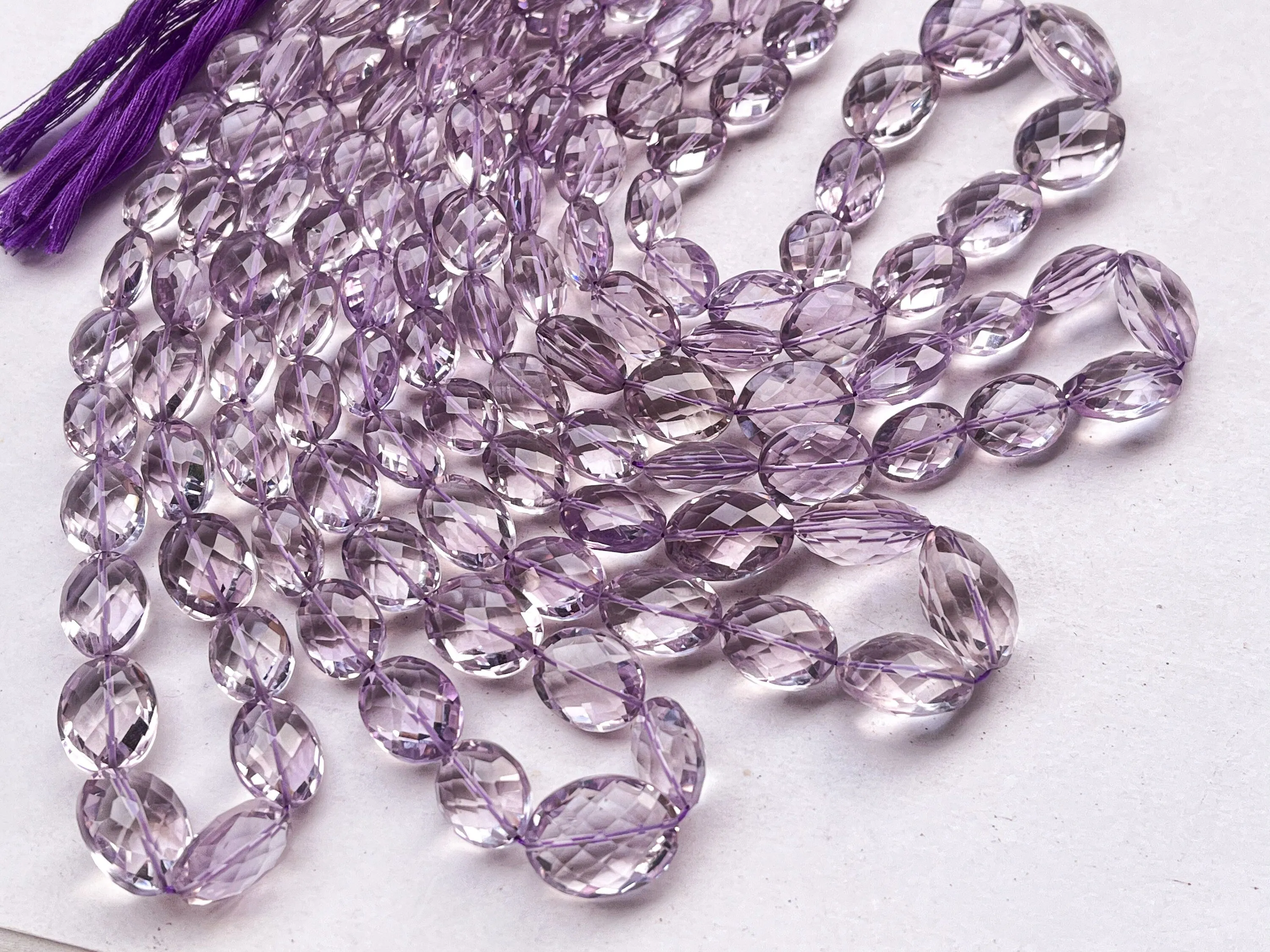 Natural Pink Amethyst faceted oval shape beads