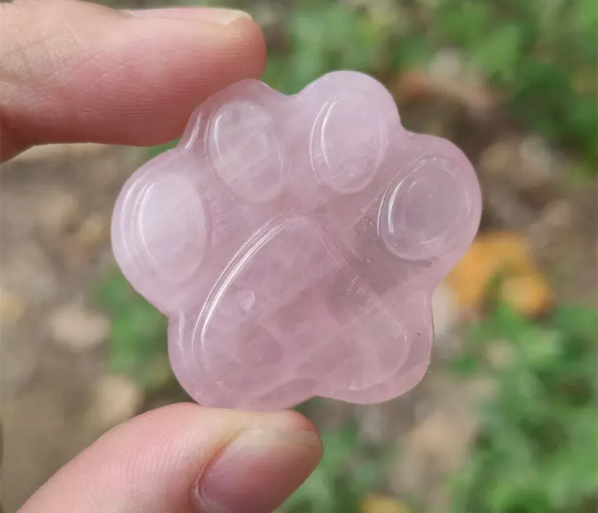 Natural Rose Quartz Paw Print