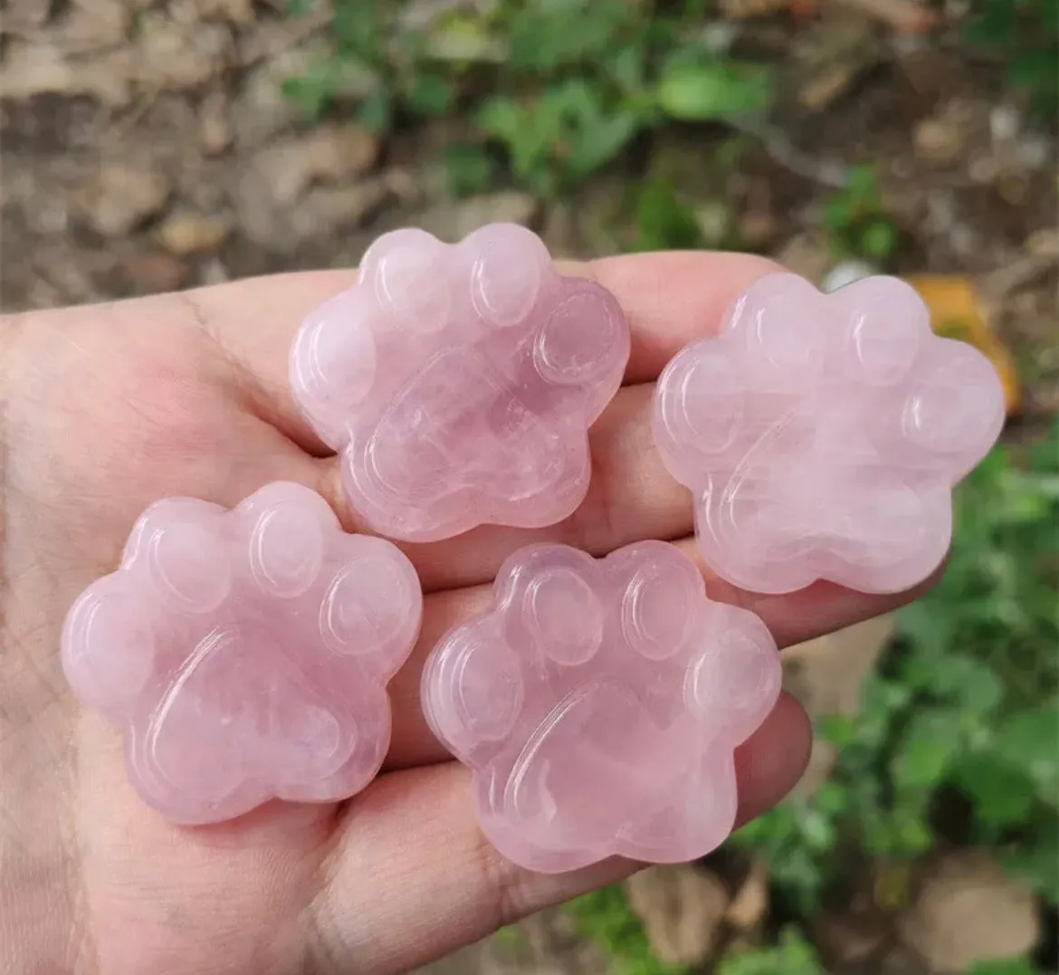 Natural Rose Quartz Paw Print