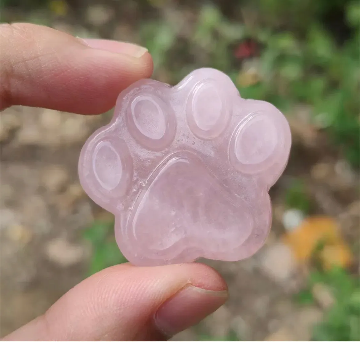 Natural Rose Quartz Paw Print