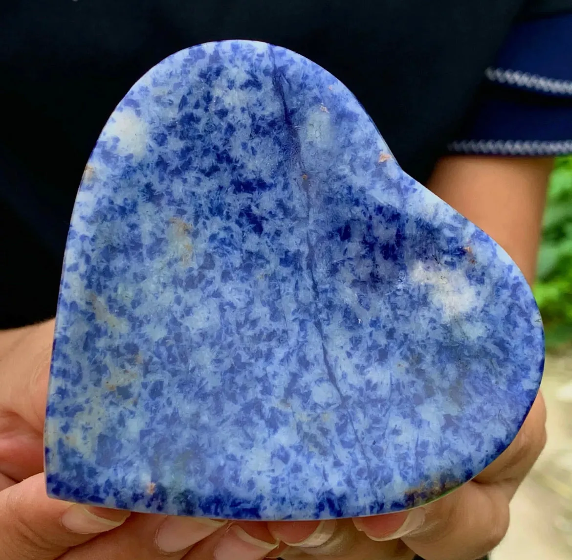 Natural sodalite gemstone heart shaped crystal