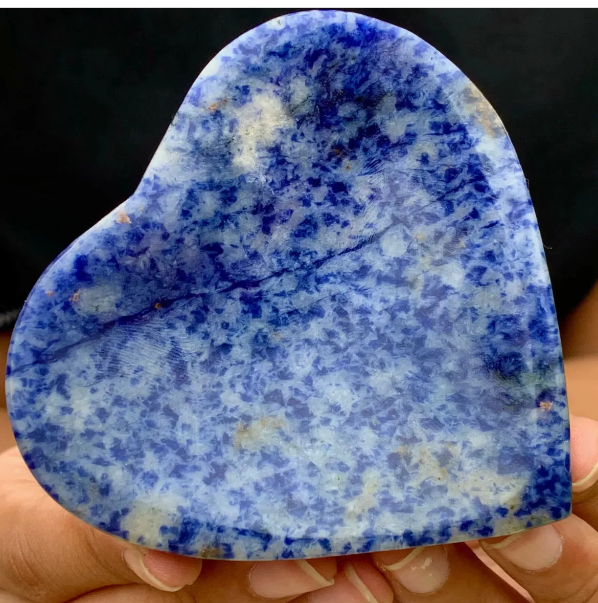 Natural sodalite gemstone heart shaped crystal