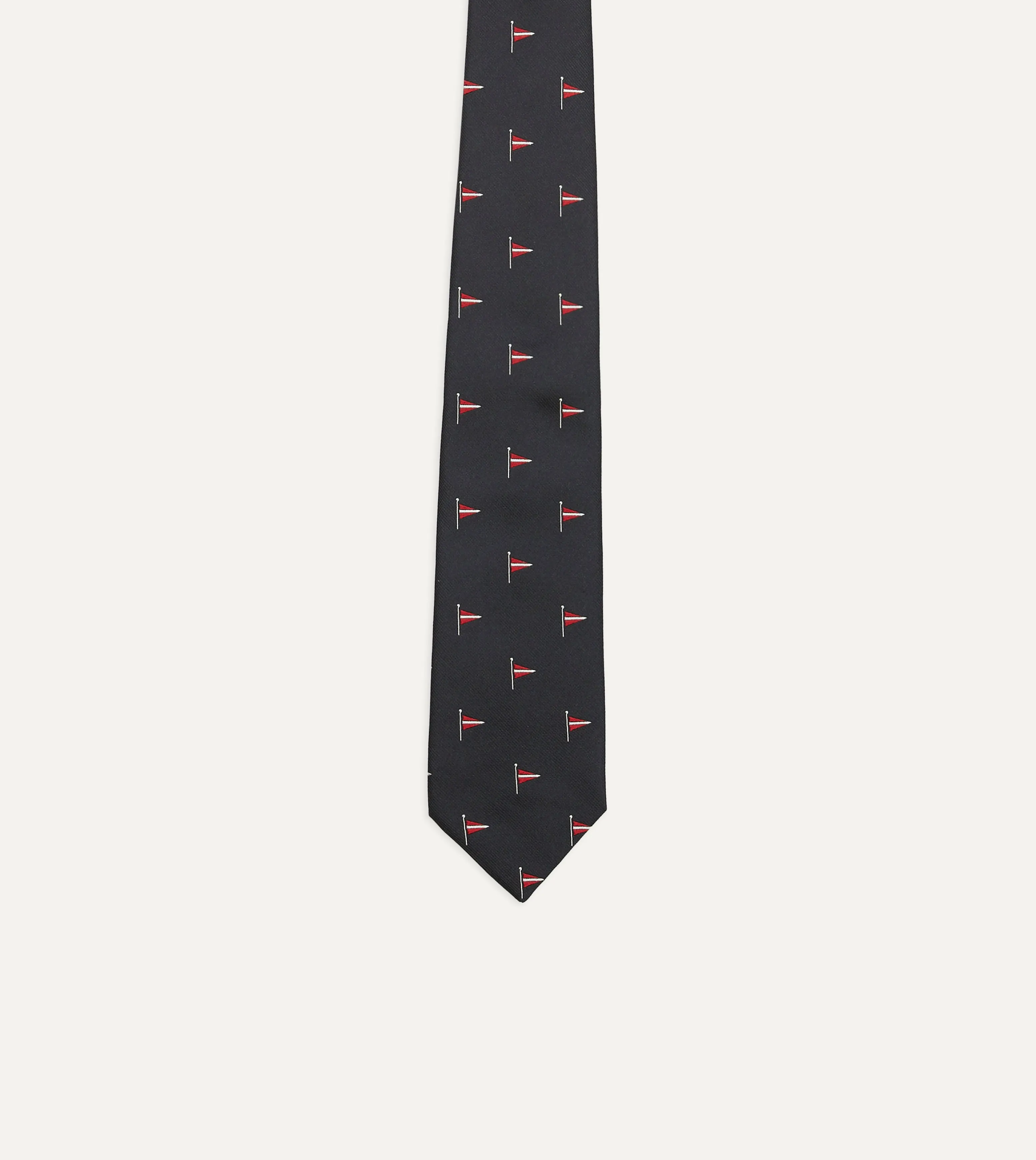 Navy Red Pennant Motif Silk Tipped Tie