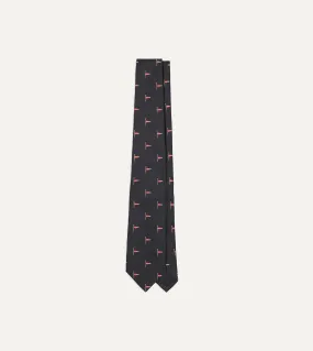 Navy Red Pennant Motif Silk Tipped Tie