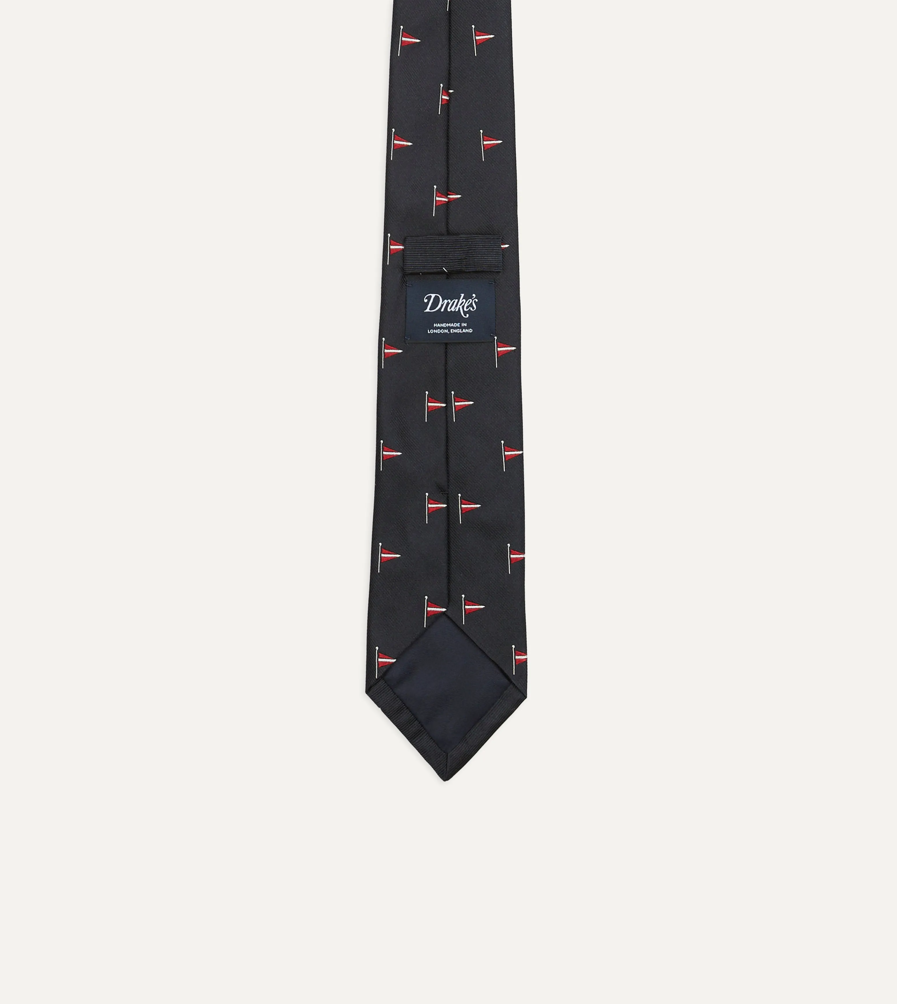 Navy Red Pennant Motif Silk Tipped Tie