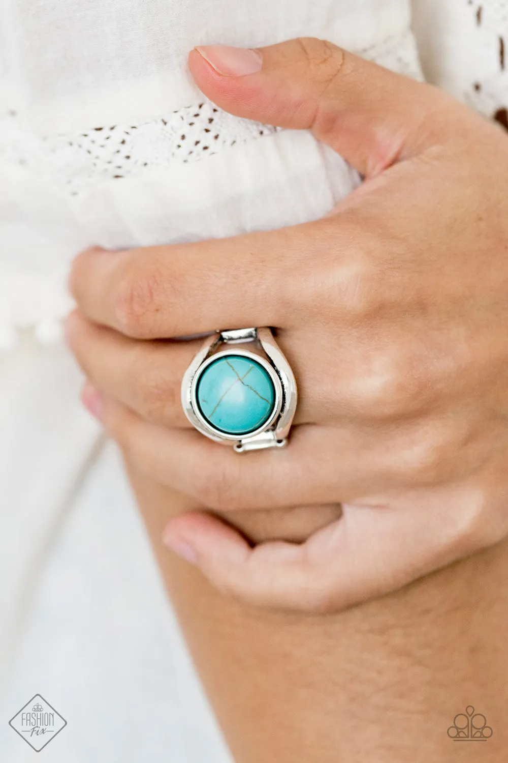 Paparazzi Accessories - The Simply Santa Fe Collection #SSF-0720 - Blue Fashion Fix Ring July 2020