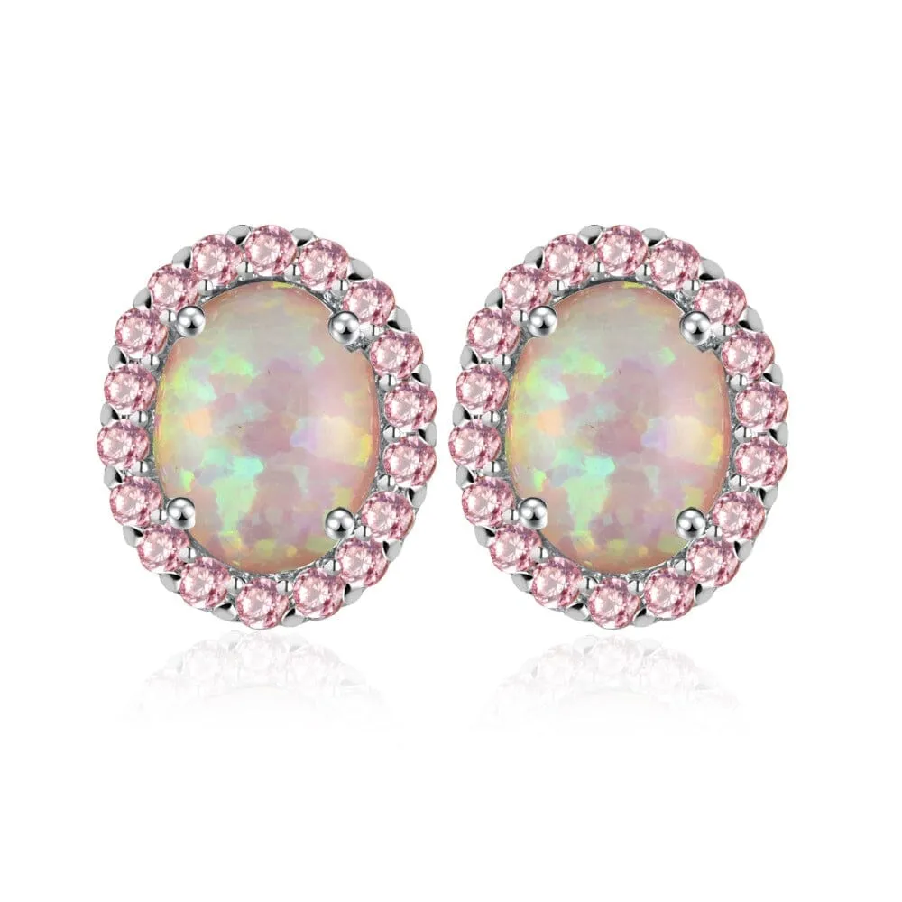 Pink Fire Opal Stud Earrings