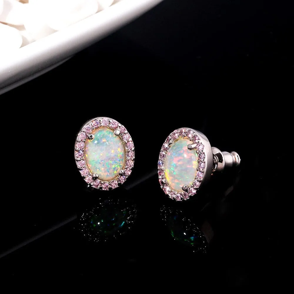 Pink Fire Opal Stud Earrings