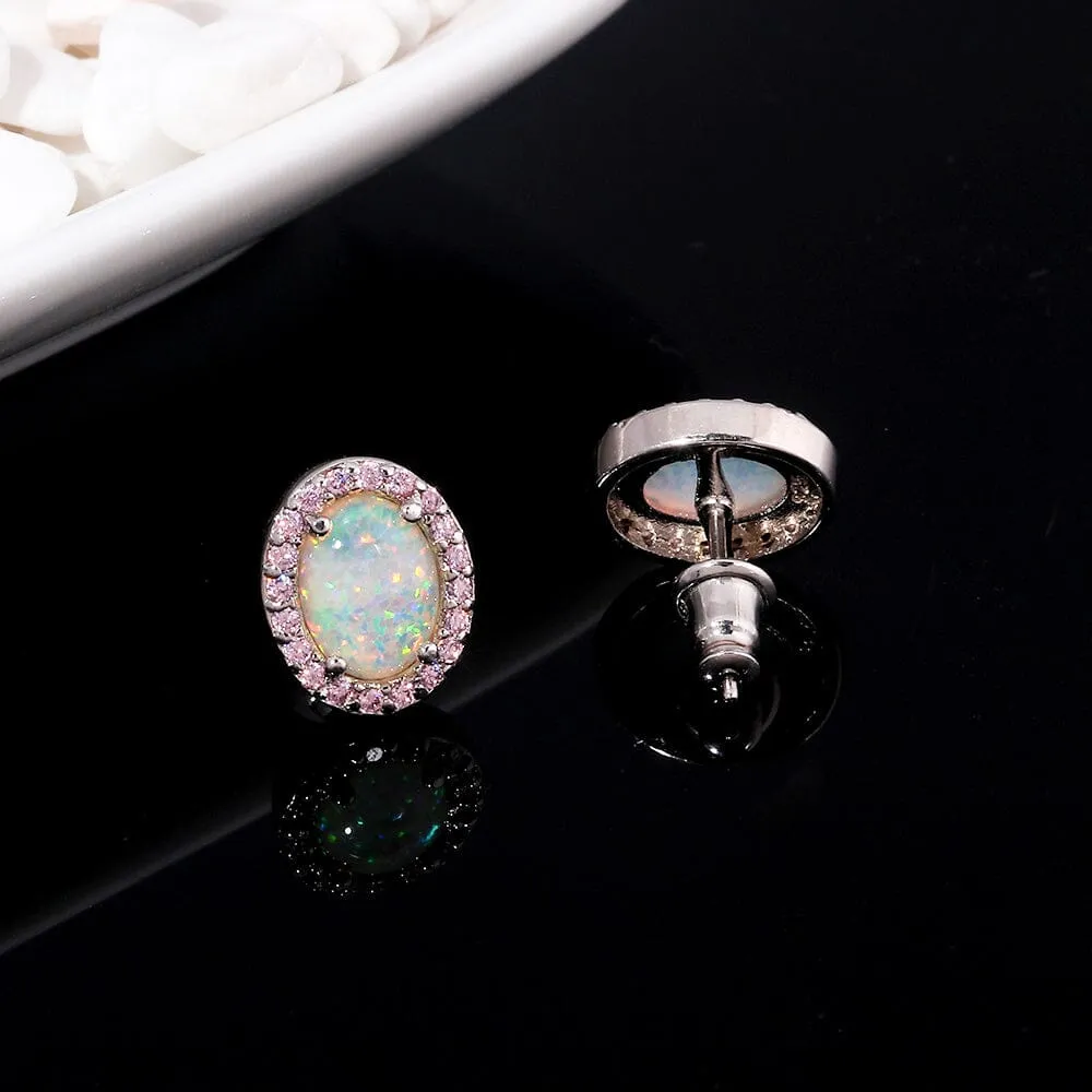 Pink Fire Opal Stud Earrings