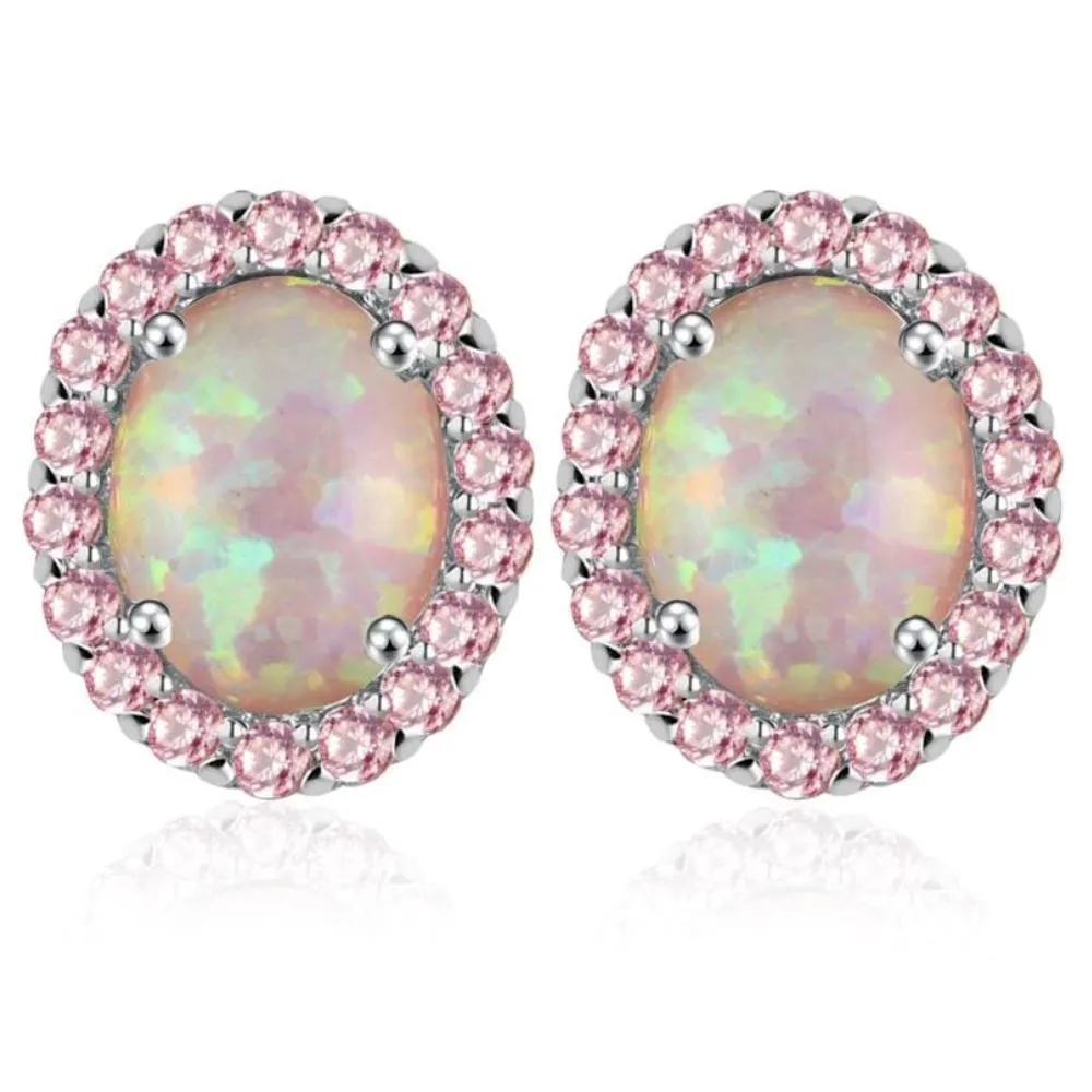 Pink Fire Opal Stud Earrings