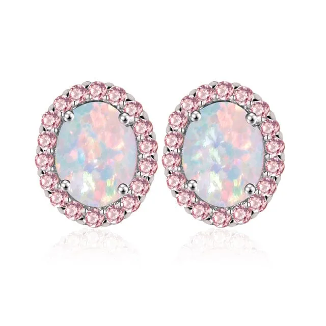 Pink Fire Opal Stud Earrings