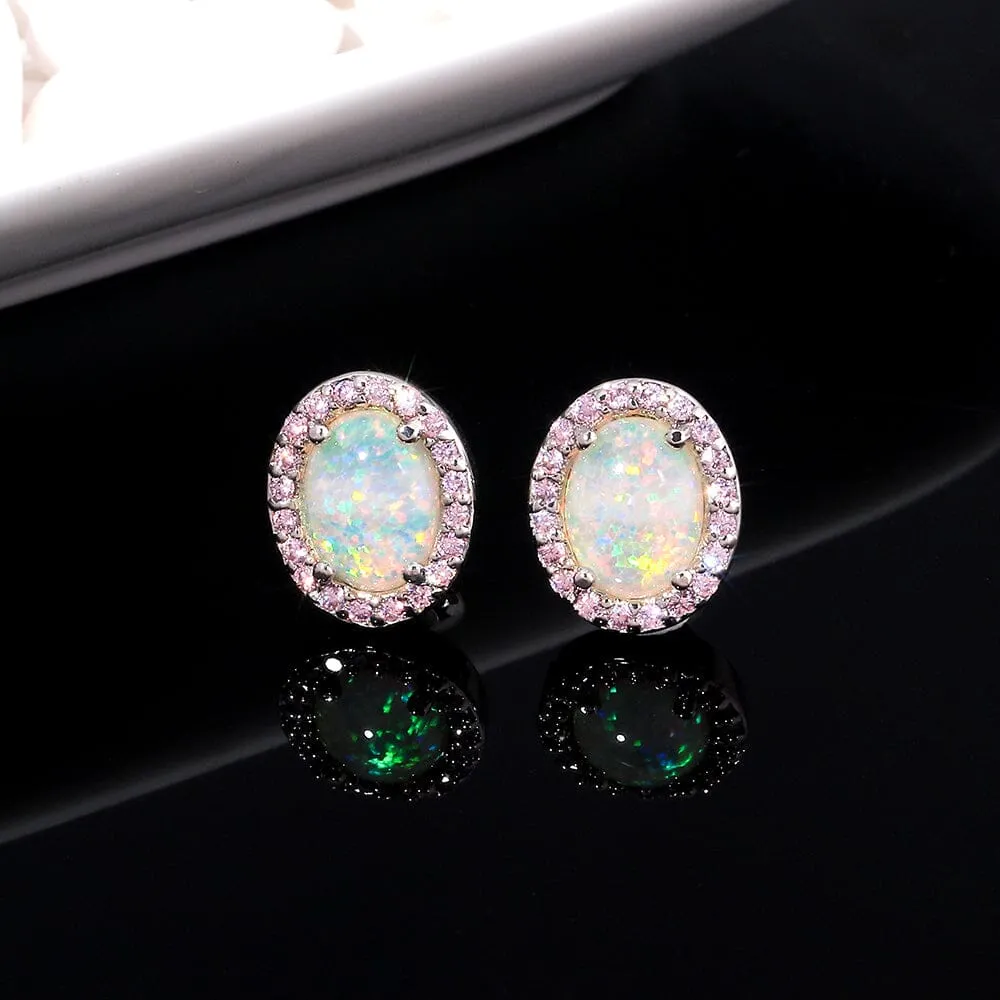 Pink Fire Opal Stud Earrings