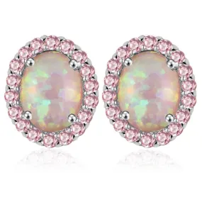 Pink Fire Opal Stud Earrings