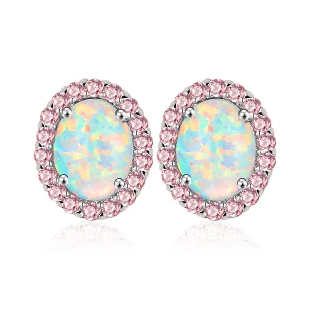 Pink Fire Opal Stud Earrings