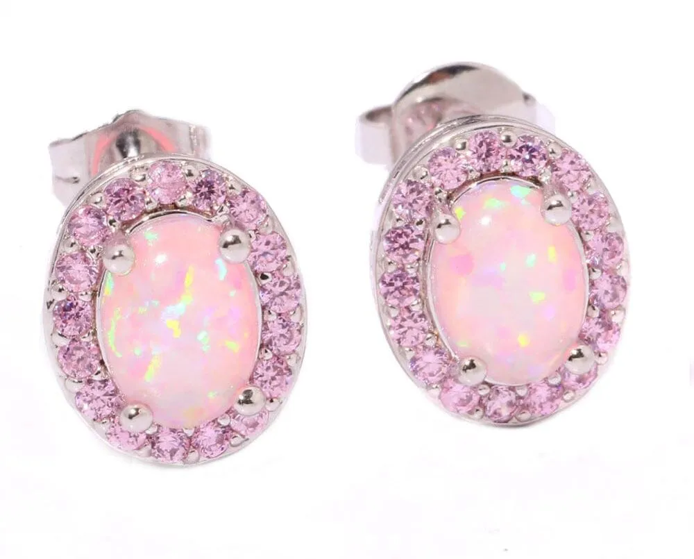 Pink Fire Opal Stud Earrings