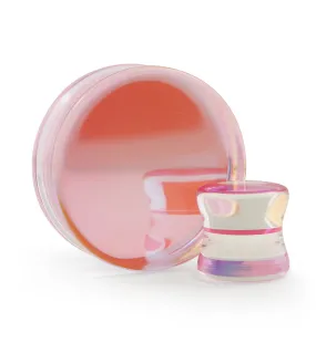 Pink Iridescent Glass Double Flare Plugs