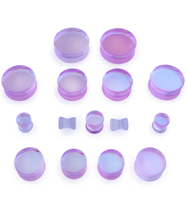 Pink Iridescent Glass Double Flare Plugs