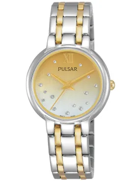 Pulsar Womens Crystal Stars Night Out Watch - Stainless & Gold Tone - Bracelet